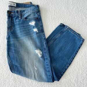 Abercrombie & Fitch Boyfriend Straight Jean Womens Size 4 Medium Wash Distressed